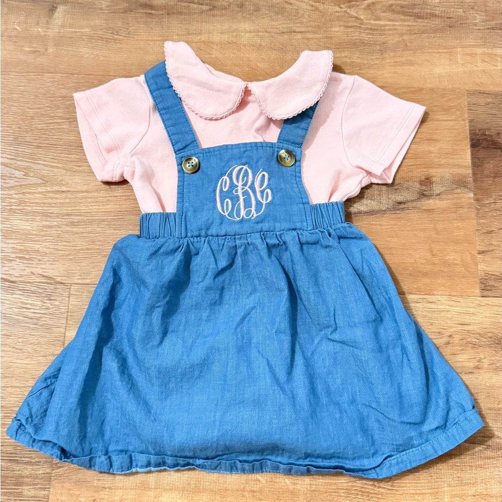 Pink Top with Blue Denim “cBc” Monogrammed Jumper